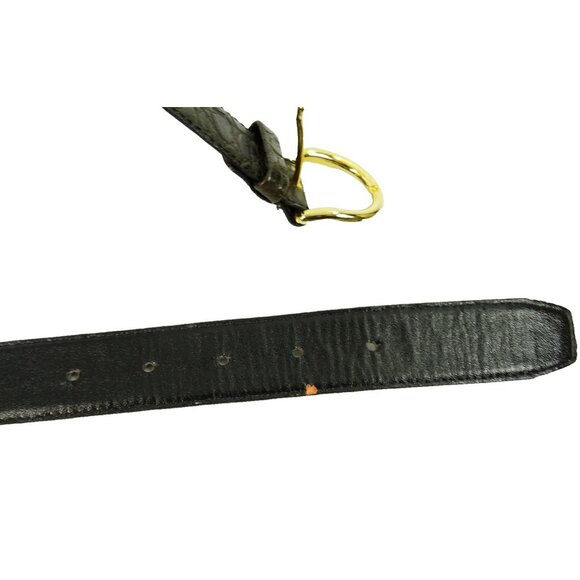 Hornback Crocodile Style Embossed Genuine Leather Belt Brown Gold Buckle 32/80 - Picture 6 of 9